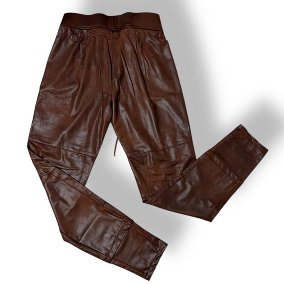 Raffaello Rossi Candy Jogger Drawstring Pants Brown Size 32 (0, XS) Faux Leather - Picture 5 of 9